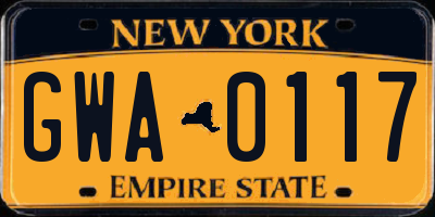 NY license plate GWA0117