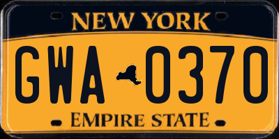 NY license plate GWA0370