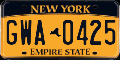 NY license plate GWA0425