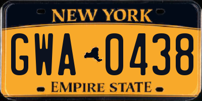 NY license plate GWA0438