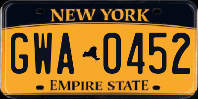 NY license plate GWA0452