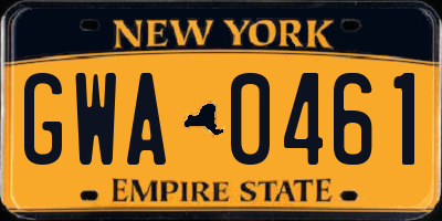 NY license plate GWA0461