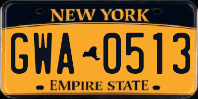 NY license plate GWA0513