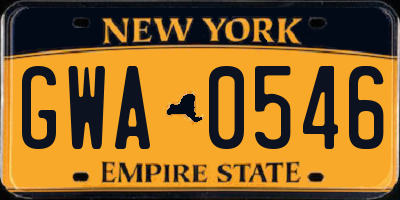NY license plate GWA0546