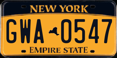 NY license plate GWA0547