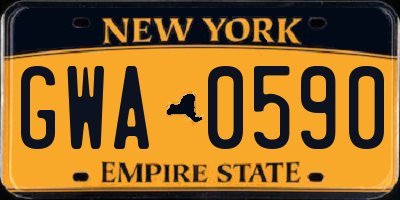 NY license plate GWA0590