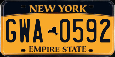 NY license plate GWA0592