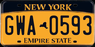 NY license plate GWA0593