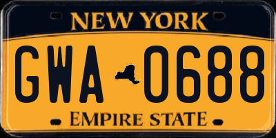 NY license plate GWA0688