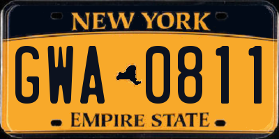 NY license plate GWA0811