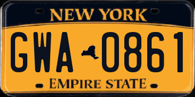 NY license plate GWA0861