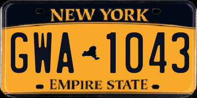 NY license plate GWA1043