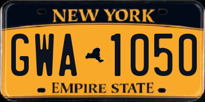NY license plate GWA1050