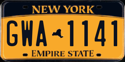 NY license plate GWA1141