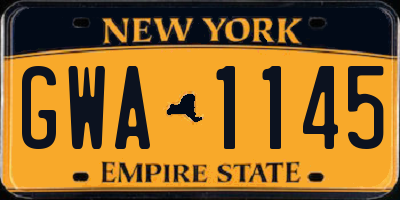 NY license plate GWA1145