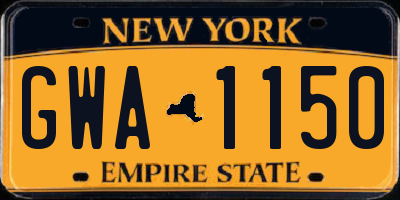NY license plate GWA1150