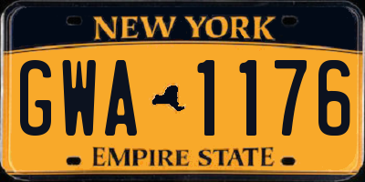 NY license plate GWA1176