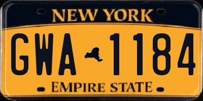 NY license plate GWA1184