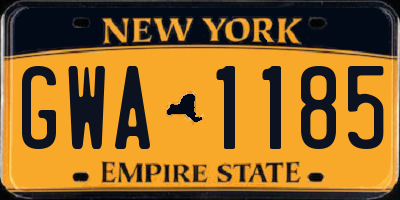 NY license plate GWA1185
