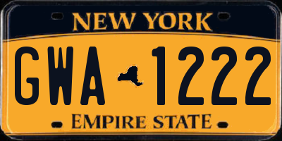 NY license plate GWA1222