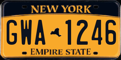 NY license plate GWA1246