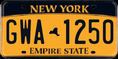 NY license plate GWA1250