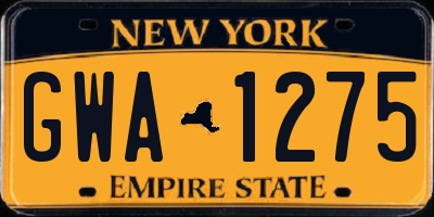 NY license plate GWA1275