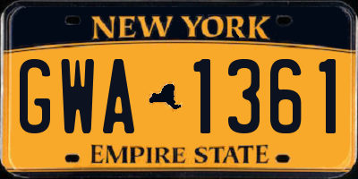 NY license plate GWA1361