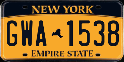 NY license plate GWA1538