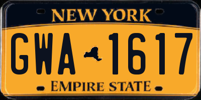 NY license plate GWA1617