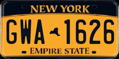 NY license plate GWA1626