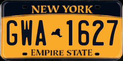NY license plate GWA1627