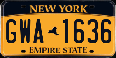NY license plate GWA1636