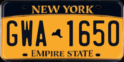 NY license plate GWA1650