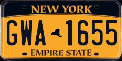 NY license plate GWA1655