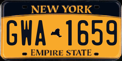 NY license plate GWA1659