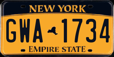 NY license plate GWA1734