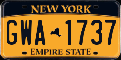 NY license plate GWA1737
