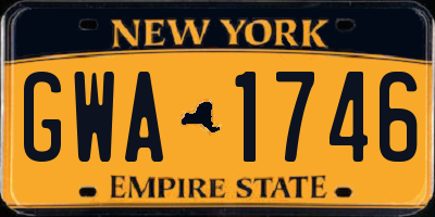 NY license plate GWA1746