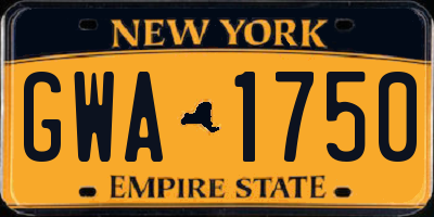 NY license plate GWA1750