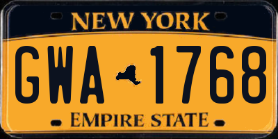 NY license plate GWA1768