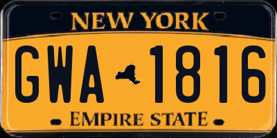 NY license plate GWA1816