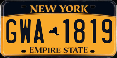NY license plate GWA1819