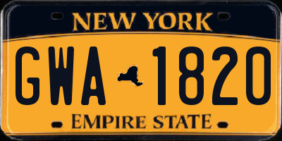 NY license plate GWA1820