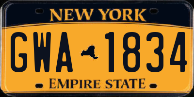 NY license plate GWA1834