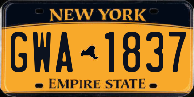 NY license plate GWA1837