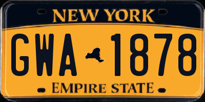 NY license plate GWA1878