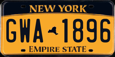 NY license plate GWA1896