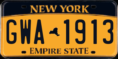 NY license plate GWA1913
