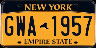 NY license plate GWA1957
